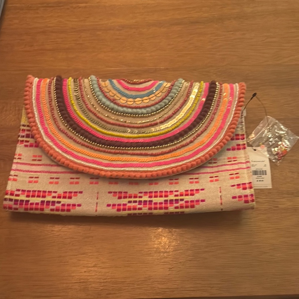 Colorful Beaded Clutch Bag